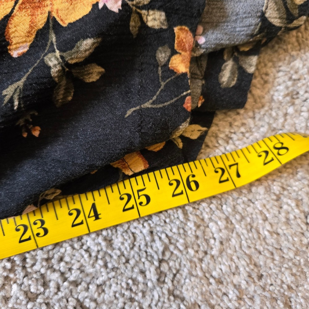 American Eagle Floral pantsuit Black Pink Orange Wide Leg Smocked Back Womens M - Picture 11 of 12